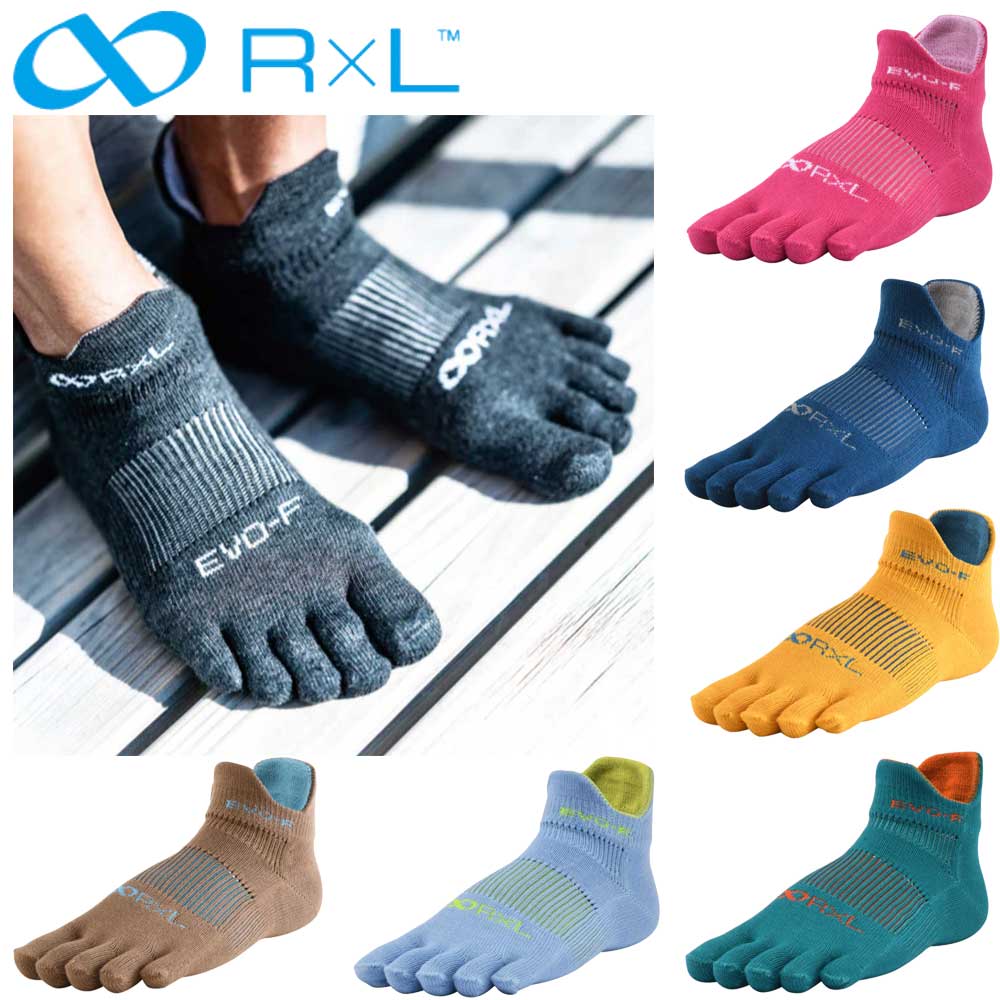 R×L SOCKS アールエルソックス EVO-F ランニングソックス(5本指)  RNS5002 快適な左右立体ソックス 素足感覚の履き心地（日本製） メール便可