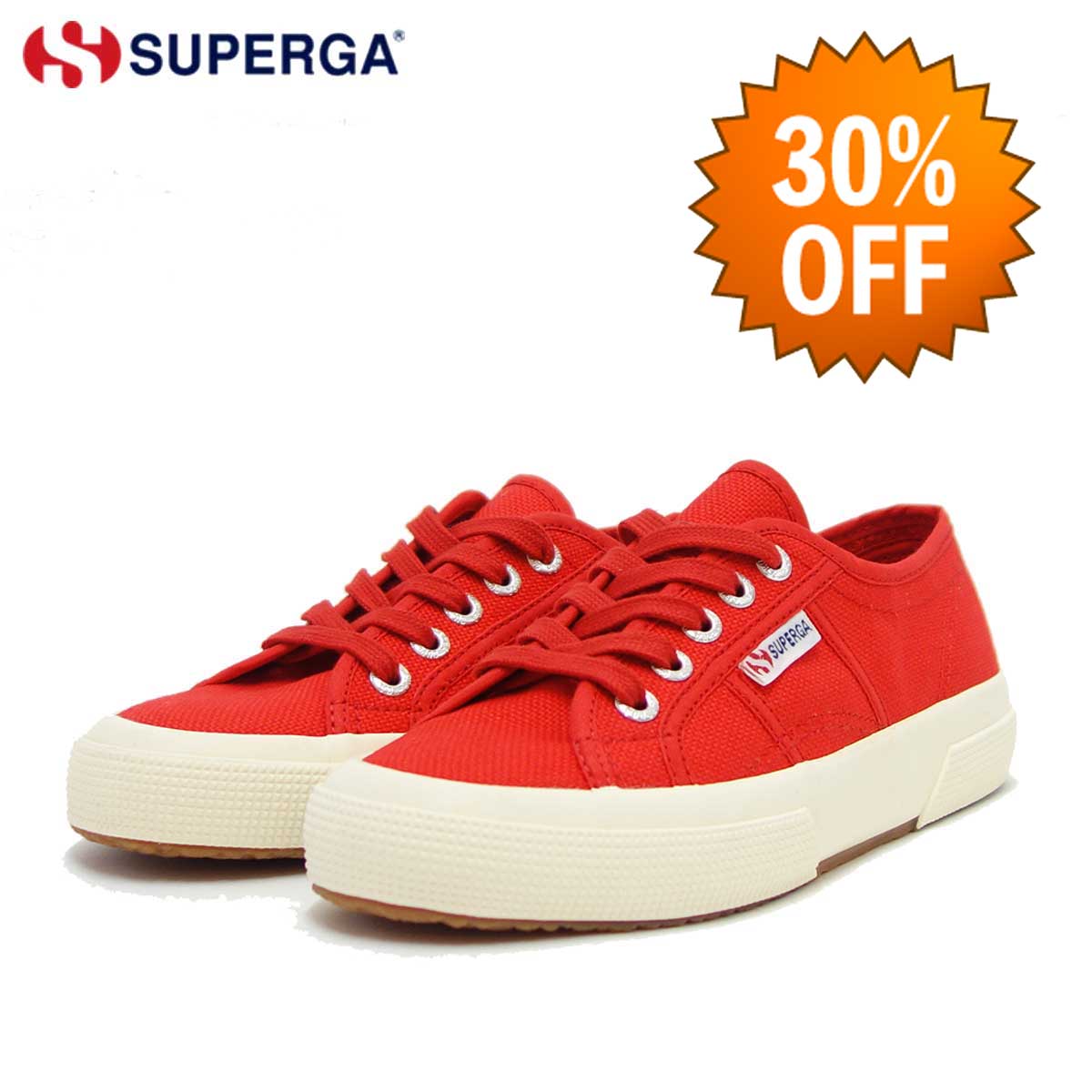 【SALE 30%OFF】 スペルガ SUPERGA 2750-COT U CLASSIC（ユニセックス）レッド (s000010 975)  ナチュラルなキャンバススニーカー 「靴」