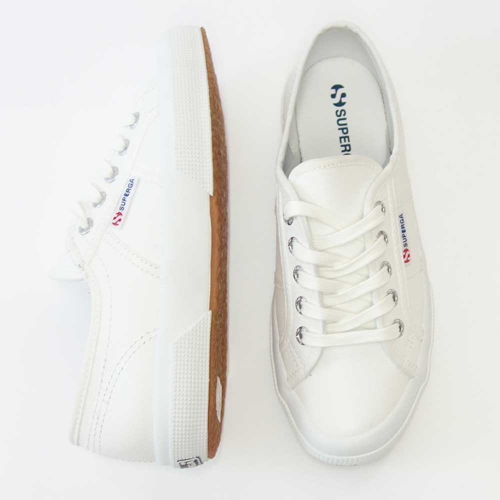 スペルガ SUPERGA 2750-TUMBLED LEATHER（ユニセックス）ホワイト (1s009vho900)  タンブルドレザー 風合いの良い天然皮革スニーカー レディース メンズ 「靴」