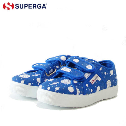 【SALE 50%OFF】 スペルガ SUPERGA 2750-FANCOTSTRAPJ TORCHIETTO（キッズ）Space Royal-White (S00GYE0) ナチュラルなキャンバススニーカー 「靴」