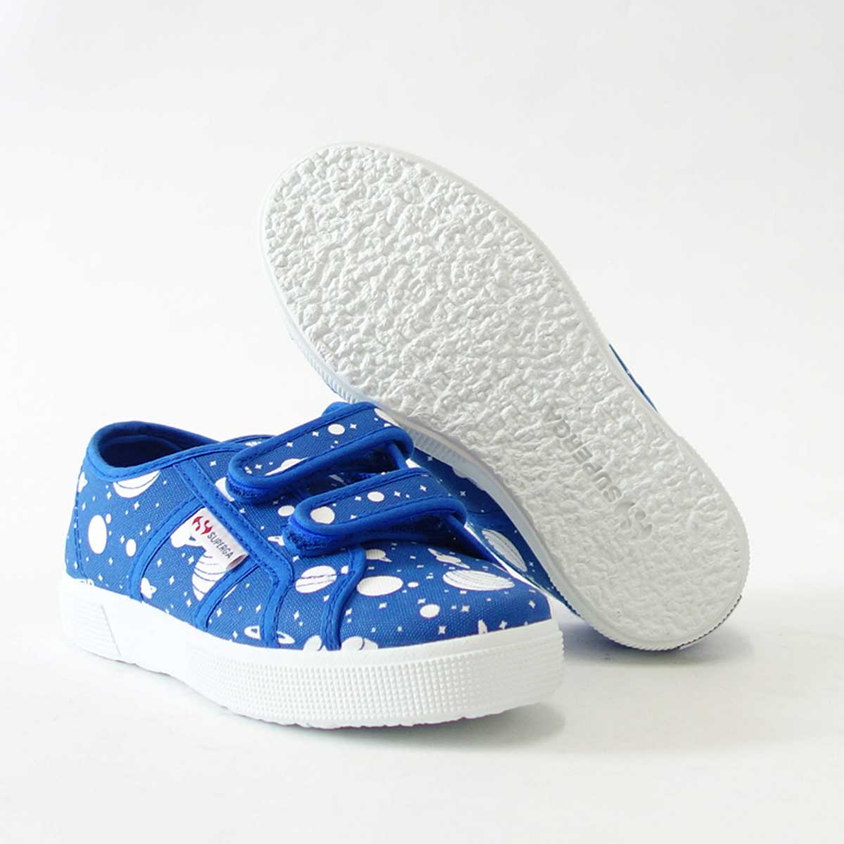 【SALE 50%OFF】 スペルガ SUPERGA 2750-FANCOTSTRAPJ TORCHIETTO（キッズ）Space Royal-White (S00GYE0) ナチュラルなキャンバススニーカー 「靴」