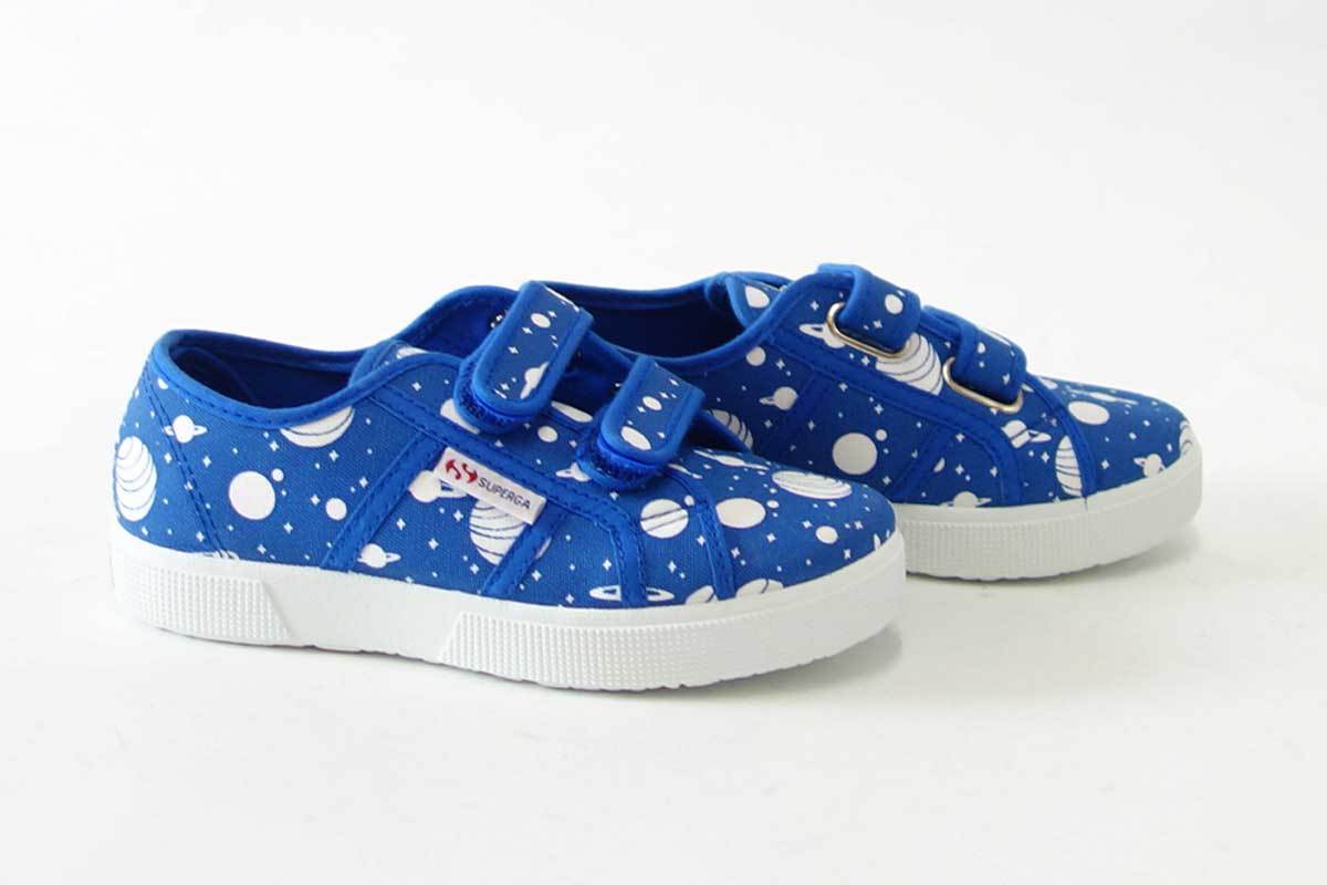 【SALE 50%OFF】 スペルガ SUPERGA 2750-FANCOTSTRAPJ TORCHIETTO（キッズ）Space Royal-White (S00GYE0) ナチュラルなキャンバススニーカー 「靴」