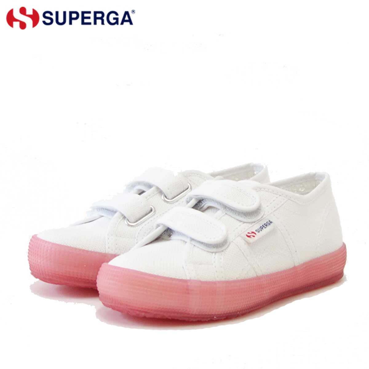 【SALE 50%OFF】 スペルガ SUPERGA 2750-JELLYGUM COTSTRAPBUMPJ（キッズ）White-Pink Extase (s1115pw a0e) ナチュラルなキャンバススニーカー 「靴」