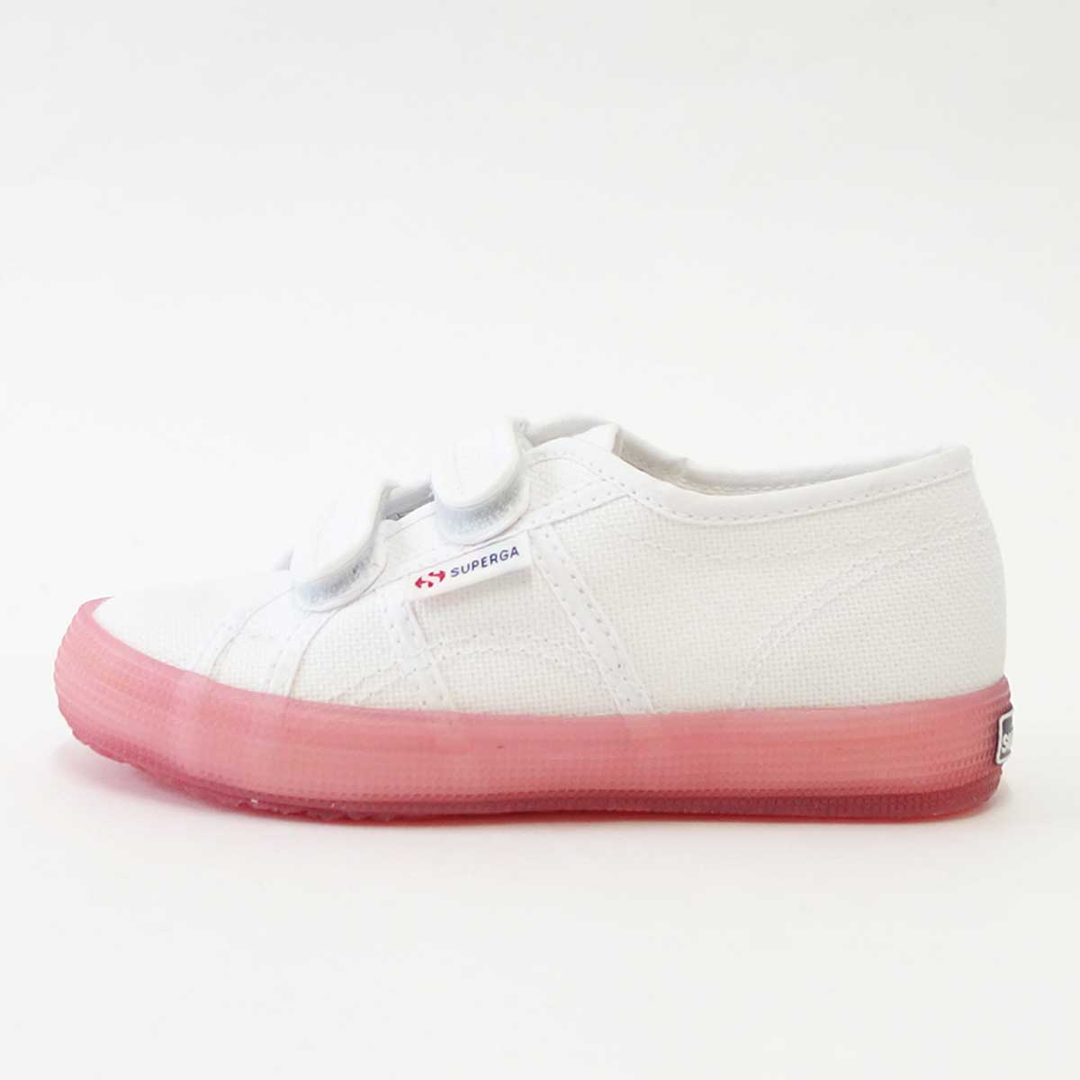 【SALE 50%OFF】 スペルガ SUPERGA 2750-JELLYGUM COTSTRAPBUMPJ（キッズ）White-Pink Extase (s1115pw a0e) ナチュラルなキャンバススニーカー 「靴」