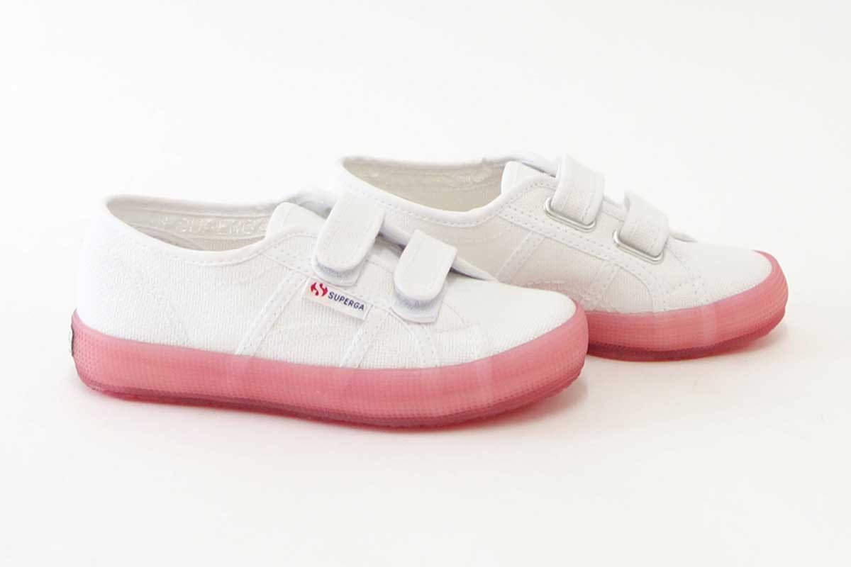 【SALE 50%OFF】 スペルガ SUPERGA 2750-JELLYGUM COTSTRAPBUMPJ（キッズ）White-Pink Extase (s1115pw a0e) ナチュラルなキャンバススニーカー 「靴」