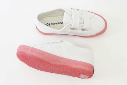 【SALE 50%OFF】 スペルガ SUPERGA 2750-JELLYGUM COTSTRAPBUMPJ（キッズ）White-Pink Extase (s1115pw a0e) ナチュラルなキャンバススニーカー 「靴」