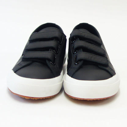 【SALE 50%OFF】 スペルガ SUPERGA 3STRAPS TUMBLED LEATHERU（ユニセックス）ブラック (s111lww005)  風合いの良い天然皮革スニーカー 「靴」