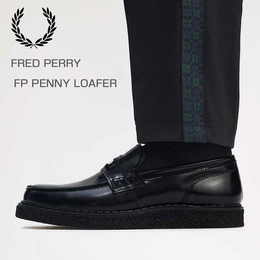フレッドペリーFREDPERRYSB1345GeorgeCoxPerryPennyLoaferLeatherカラー：BLACKペニーローファースリッポンクレープソールレザー「靴」