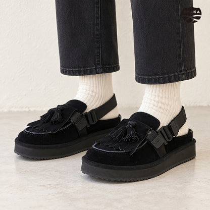 シャカSHAKASK29600SブラックミュールサンダルMOCMULETASSELSUEDE（ユニセックス）サンダルミュール「靴」