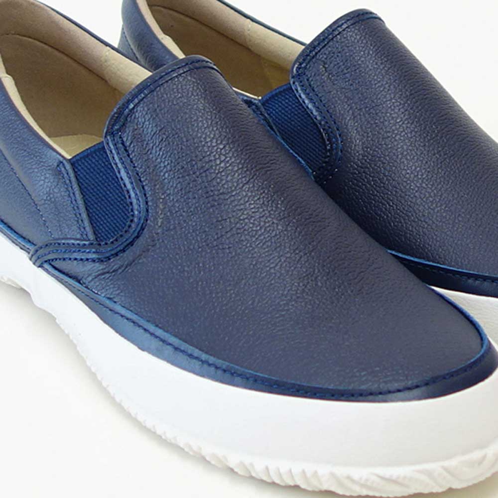 スピングルSPINGLESP-1059（ユニセックス）ネイビー(39)カンガルーレザー天然皮革スリッポンスニーカーラバーソールメンズレディース「靴」