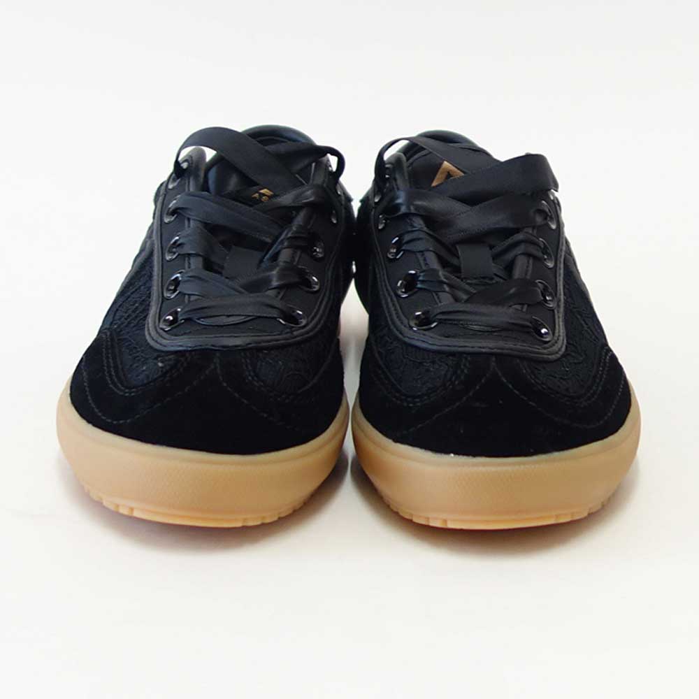 アスファルトASFVLTSWING74（スウィング74）sw7401（レディース）ブラックレース×サテンリボン大人フェミニンスニーカー「靴」