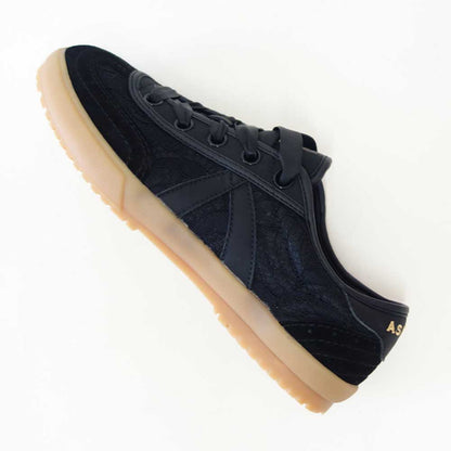 アスファルトASFVLTSWING74（スウィング74）sw7401（レディース）ブラックレース×サテンリボン大人フェミニンスニーカー「靴」