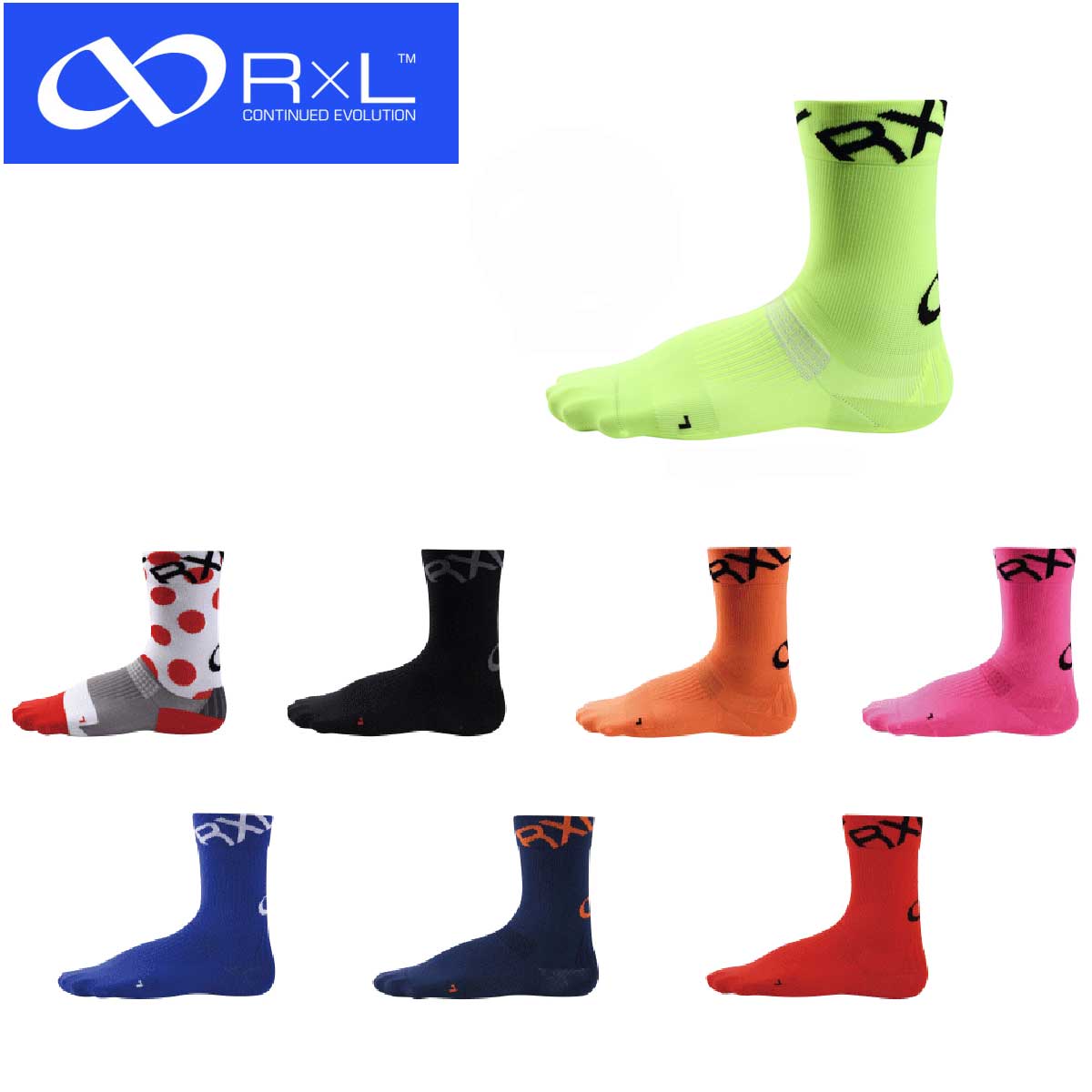 R×L SOCKS  アールエルソックス（TBK-300R） 超立体ラウンド型ソックス（薄地ロング丈モデル） バイク用ソックス（日本製） メール便可