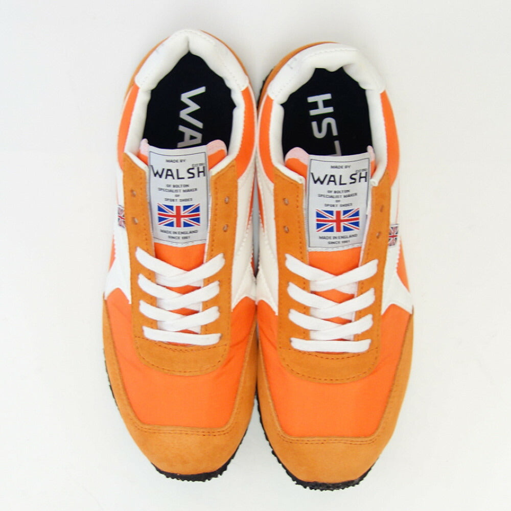 WALSH ウォルシュ TOR 01394（ユニセックス） Tornado カラー：オレンジ／ホワイト（英国製） スエード＆ナイロンのランニングスニーカー  「靴」