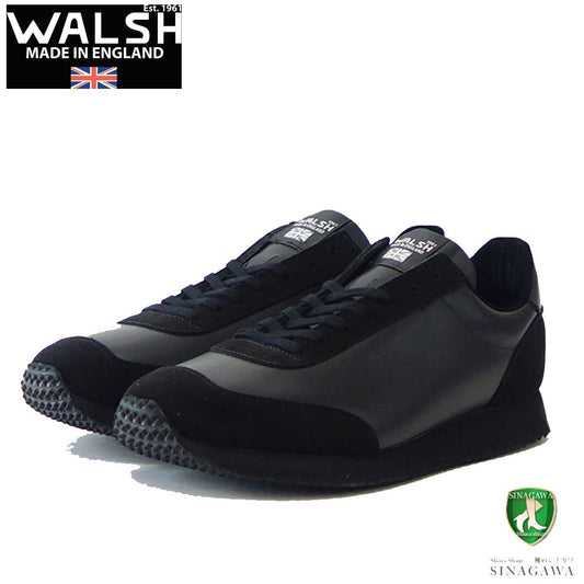 WALSH ウォルシュ TOR 22417（ユニセックス） Tornado17 LEA カラー：ブラック（英国製） オールレザー 天然皮革のランニングスニーカー  「靴」