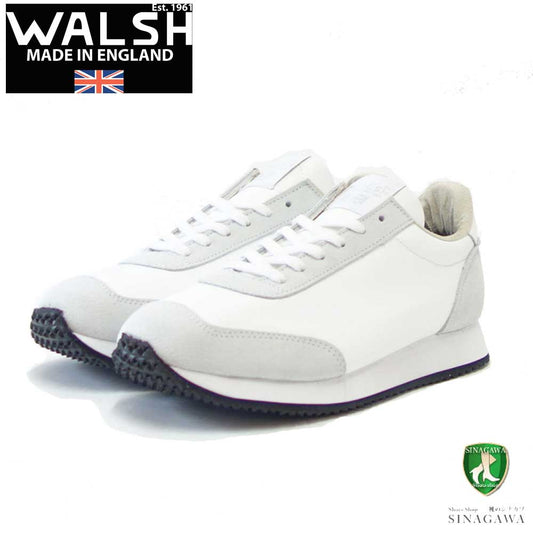 WALSH ウォルシュ TOR 22418（ユニセックス） Tornado17 LEA カラー：ホワイト（英国製） オールレザー 天然皮革のランニングスニーカー  「靴」