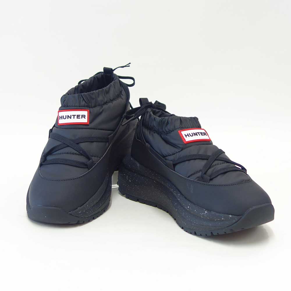 ハンターHUNTERUFF7122WWU（レディース）グリップパフレーススリッポントレーナー：ブラック防水防滑防寒スリッポンブーティ「靴」