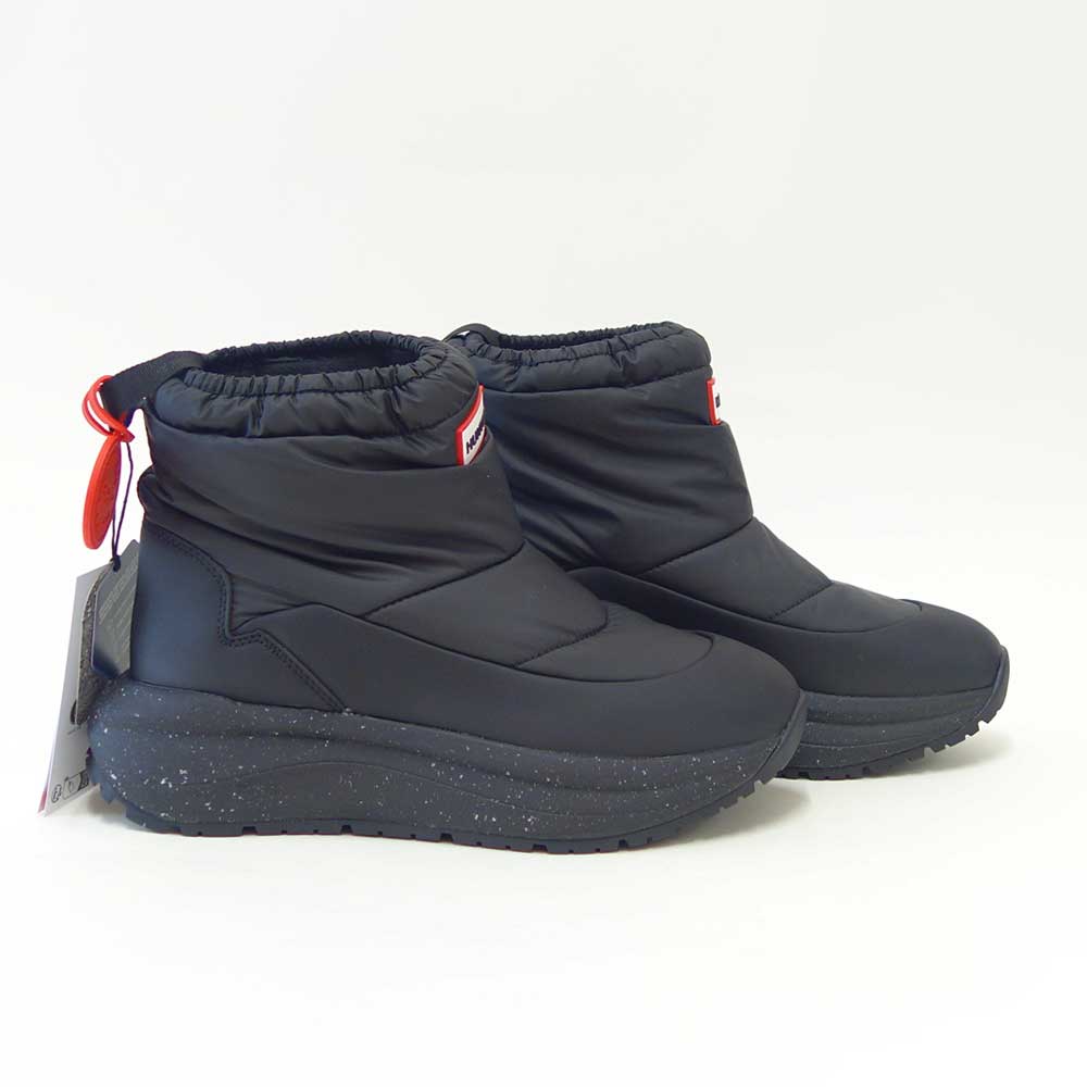 ハンターHUNTERUFS7100NYL（レディース）グリップショートスノーブーツ：ブラック防水防滑防寒スリッポンショートブーツ「靴」