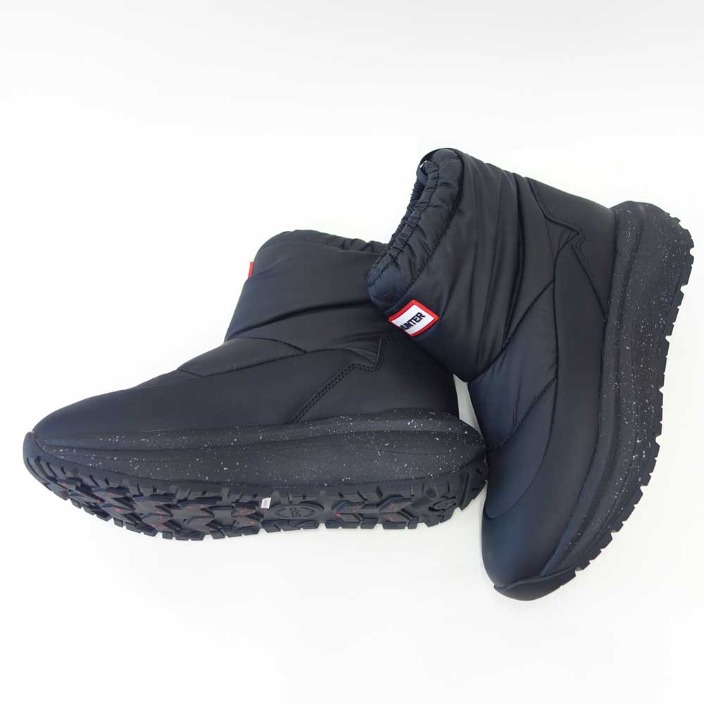 ハンターHUNTERUFS7100NYL（レディース）グリップショートスノーブーツ：ブラック防水防滑防寒スリッポンショートブーツ「靴」