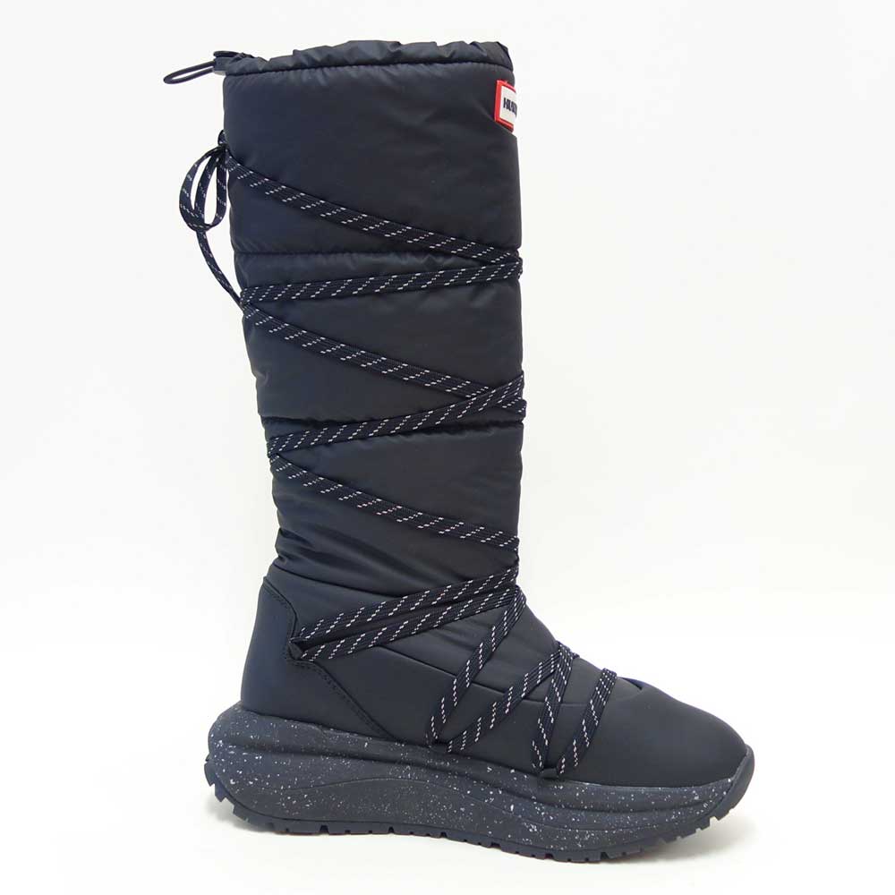 ハンターHUNTERUFT7101NYL（レディース）グリップトールスノーブーツ：ブラック防水防滑防寒スリッポンロングブーツ「靴」