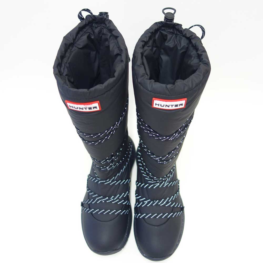 ハンターHUNTERUFT7101NYL（レディース）グリップトールスノーブーツ：ブラック防水防滑防寒スリッポンロングブーツ「靴」