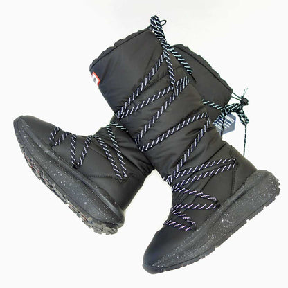 ハンターHUNTERUFT7101NYL（レディース）グリップトールスノーブーツ：ブラック防水防滑防寒スリッポンロングブーツ「靴」