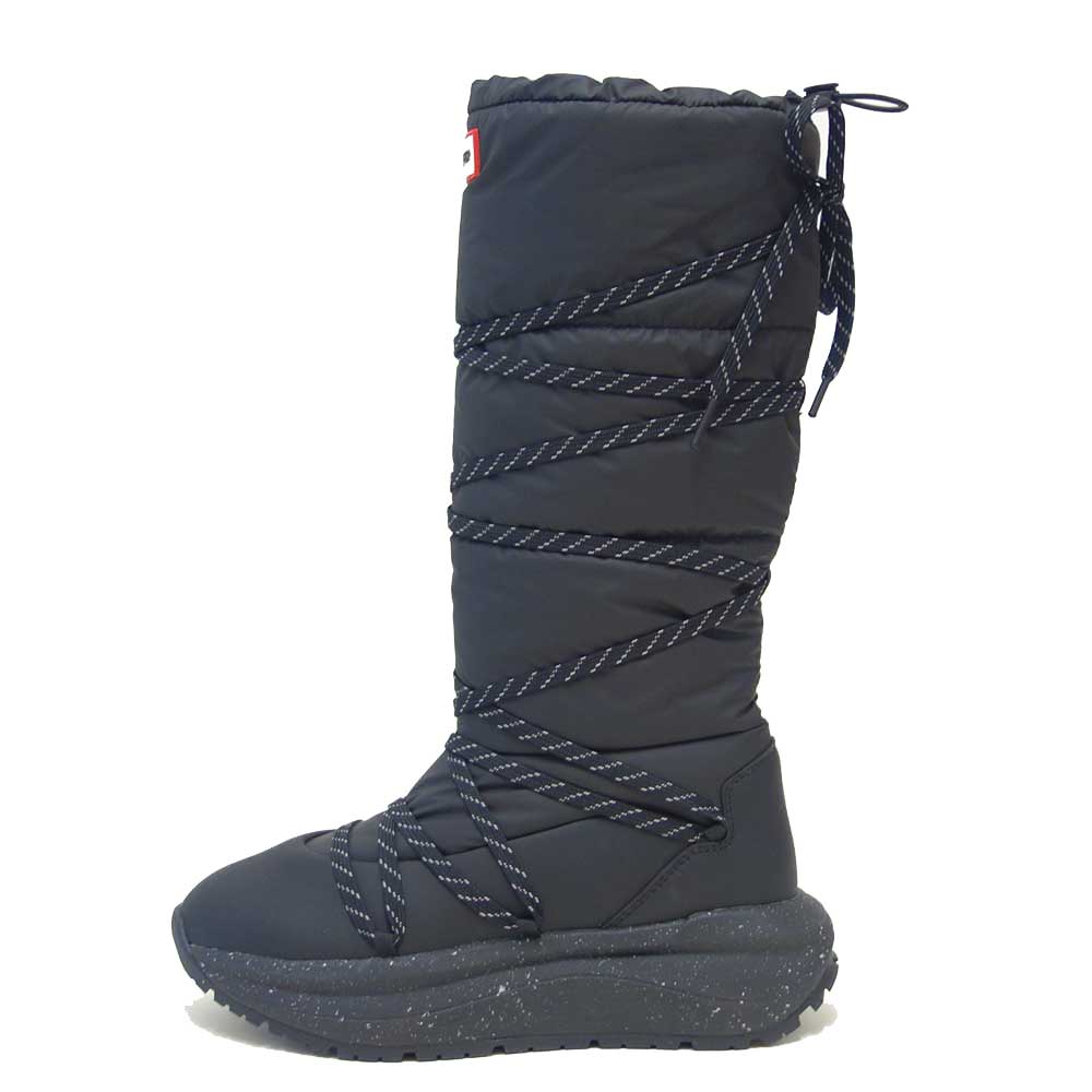 ハンターHUNTERUFT7101NYL（レディース）グリップトールスノーブーツ：ブラック防水防滑防寒スリッポンロングブーツ「靴」