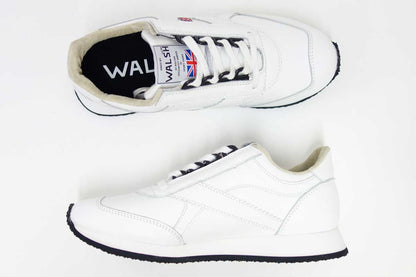 WALSH ウォルシュ VOY50007（ユニセックス） Voyager Leather カラー：ホワイト（英国製）  オールレザーのランニングスニーカー 「靴」