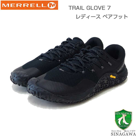 MERRELLメレルトレイルグローブ7TRAILGLOVE7（レディース）w037336ブラックベアフットシューズローカットハイキングモデル「靴」