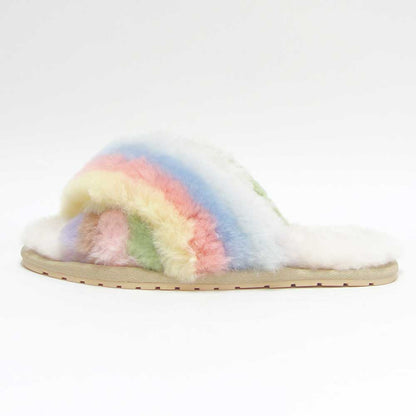 エミュー EMU W 12475 Mayberry Rainbow ファーサンダル（レディース）カラー：パステル  ムートンサンダル フラットシューズ ルームシューズ ミュール 「靴」