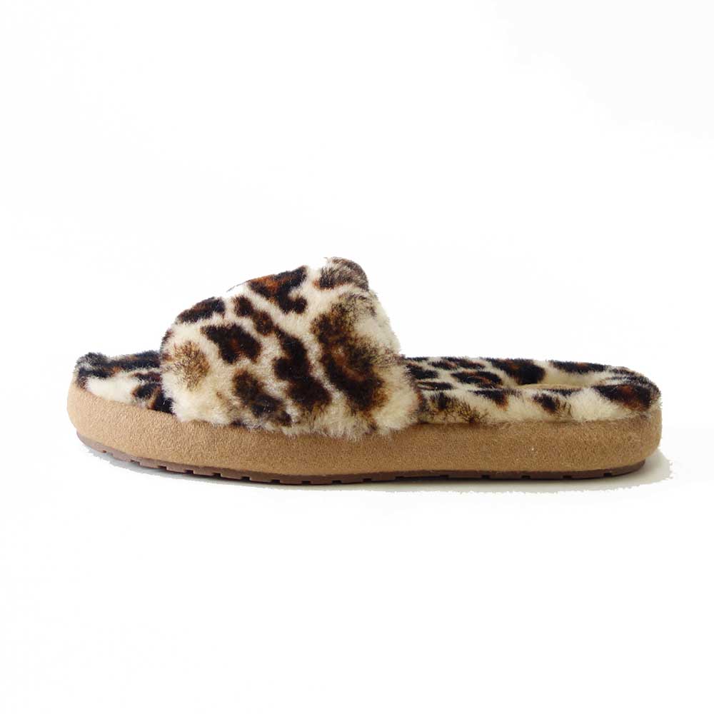 エミューEMUW13203MckayLeopardファーサンダル（レディース）カラー：LeopardPrintムートンサンダルフラットシューズルームシューズミュール「靴」