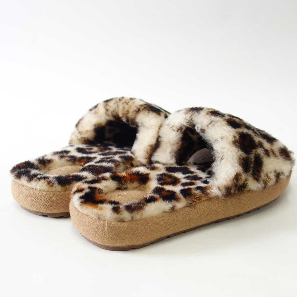 エミューEMUW13203MckayLeopardファーサンダル（レディース）カラー：LeopardPrintムートンサンダルフラットシューズルームシューズミュール「靴」