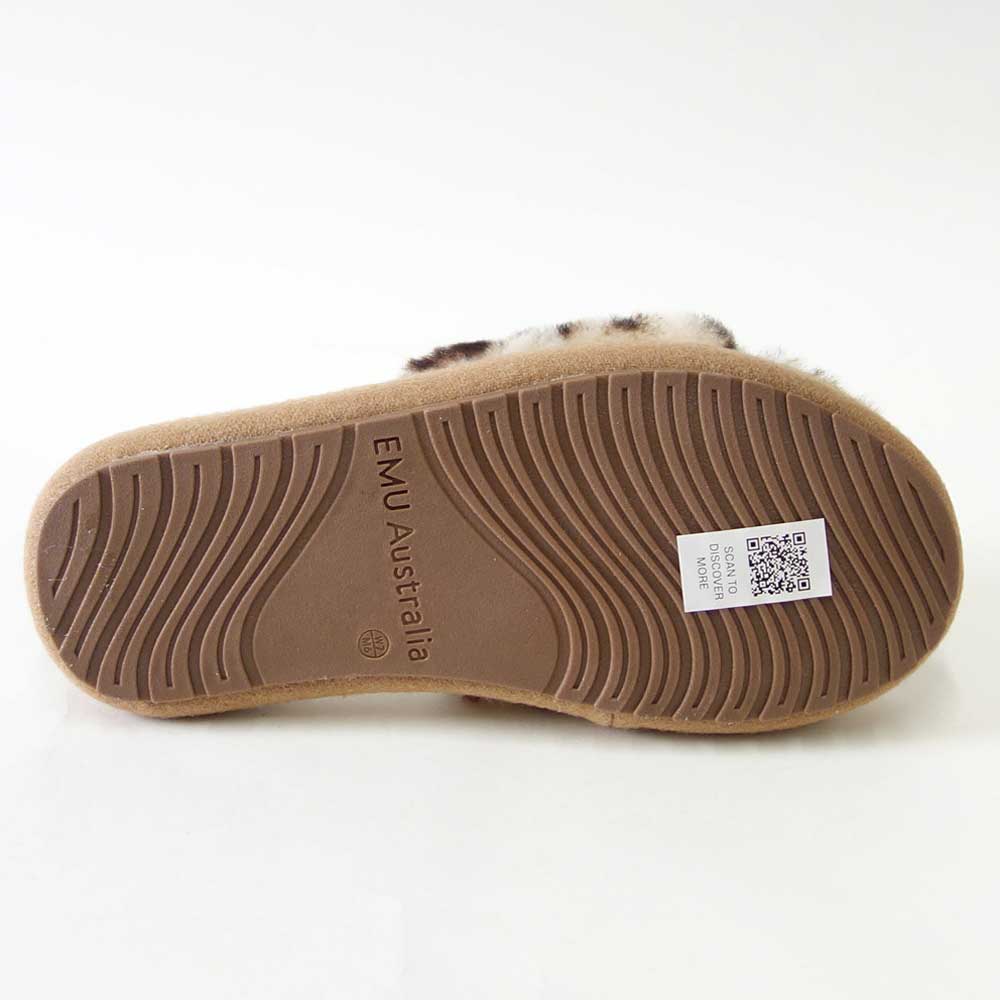 エミューEMUW13203MckayLeopardファーサンダル（レディース）カラー：LeopardPrintムートンサンダルフラットシューズルームシューズミュール「靴」