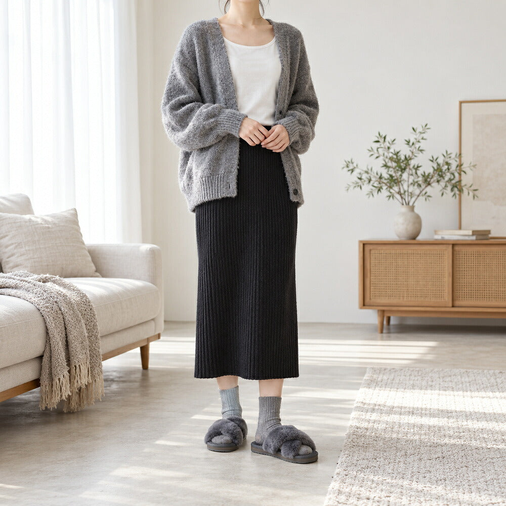 エミューEMUW13236KendallComfortファーサンダル（レディース）カラー：Charcoalムートンサンダルフラットシューズルームシューズミュール「靴」