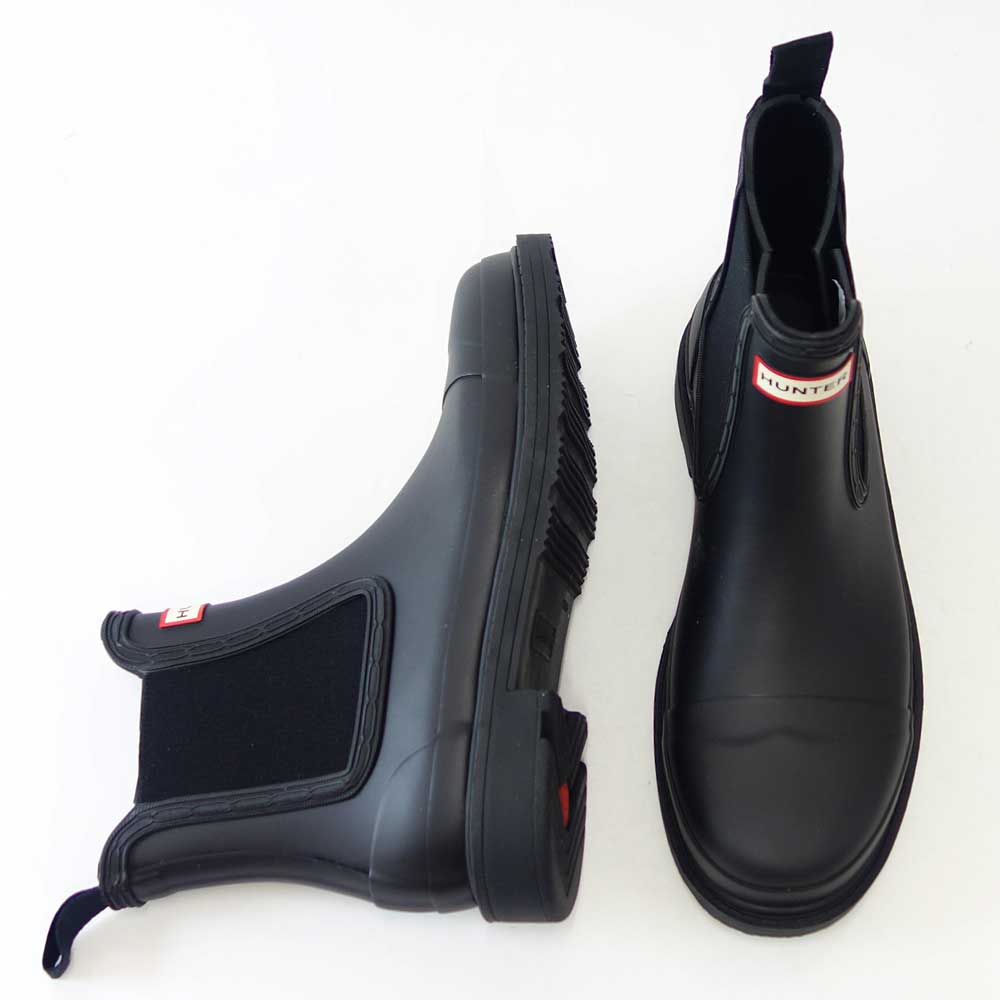ハンター HUNTER WFS1018RMA （レディース）  レディース コマンド チェルシー ブーツ ：ブラック  防水ブーツ ラバーソール 全天候型 アンクル レイン シューズ サイドゴア「靴」
