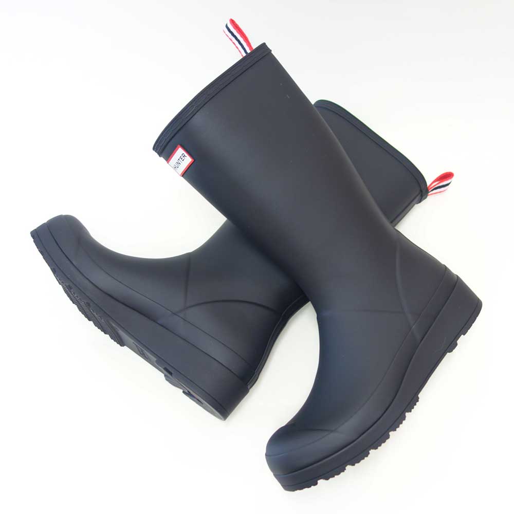 ハンターHUNTERWFT2007RMA（レディース）オリジナルプレイトールブーツ：ブラック防水スリッポンロングブーツ「靴」