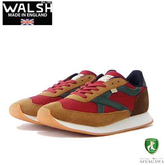 WALSH ウォルシュ WHW 10010（ユニセックス） WHIRL WIND カラー：BURG/BRN（英国製） スエードレザーのランニングスニーカー  「靴」
