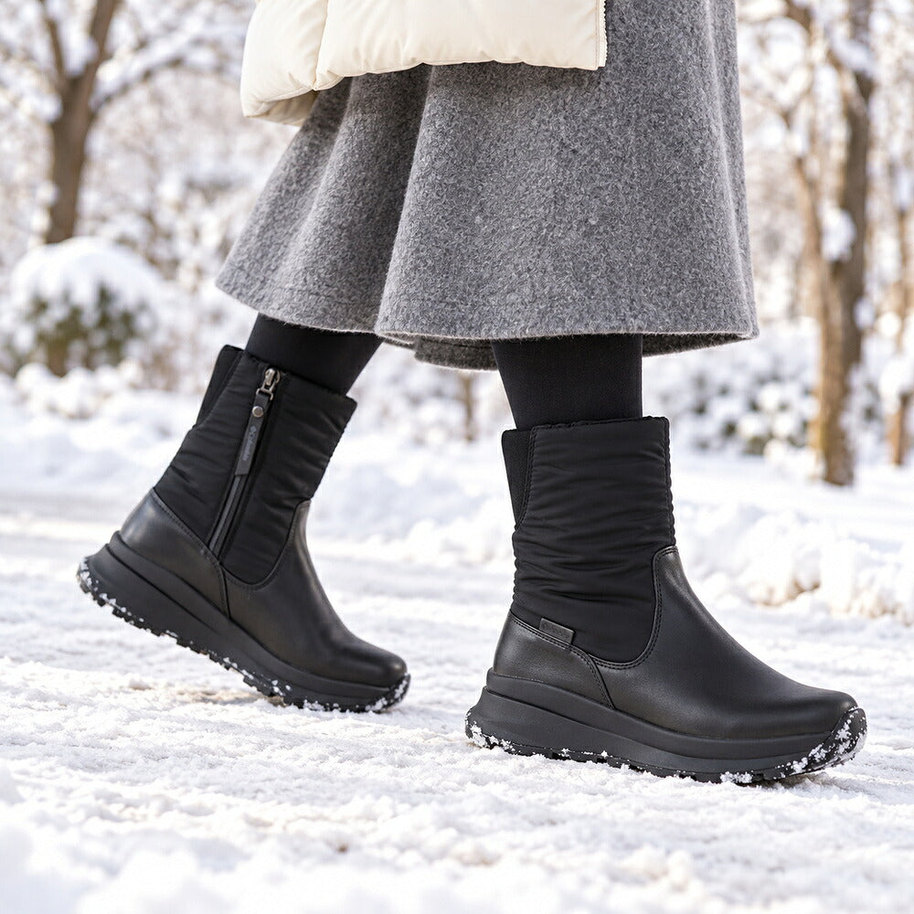 COLUMBIAコロンビアYL6290（レディース）サップランドフォーディーヴァサイドジップWPOHI：ブラック(010)防水ショートハーフブーツスノーブーツ「靴」