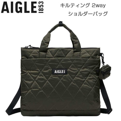エーグルAIGLEZNHBN13キルティング2wayショルダーバッグ4Lカラー：アボカ(002)リサイクルナイロントートバッグポーチ付き