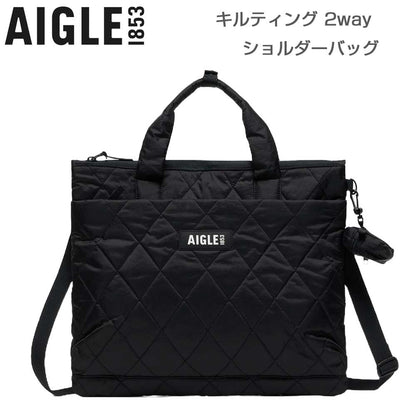 エーグルAIGLEZNHBN13キルティング2wayショルダーバッグ4Lカラー：ノワール(003)リサイクルナイロントートバッグポーチ付き