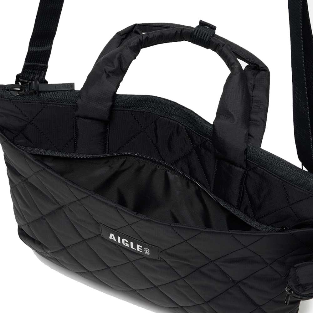 エーグルAIGLEZNHBN13キルティング2wayショルダーバッグ4Lカラー：ノワール(003)リサイクルナイロントートバッグポーチ付き