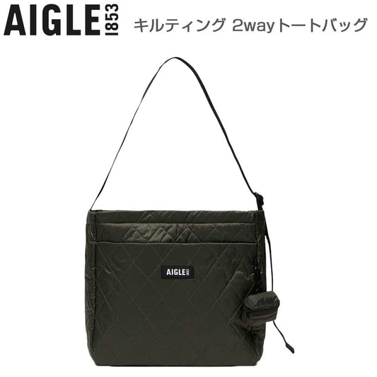 エーグルAIGLEZNHBN16キルティング2wayトートバッグ15Lカラー：ノワール(003)リサイクルナイロンショルダーバッグポーチ付き