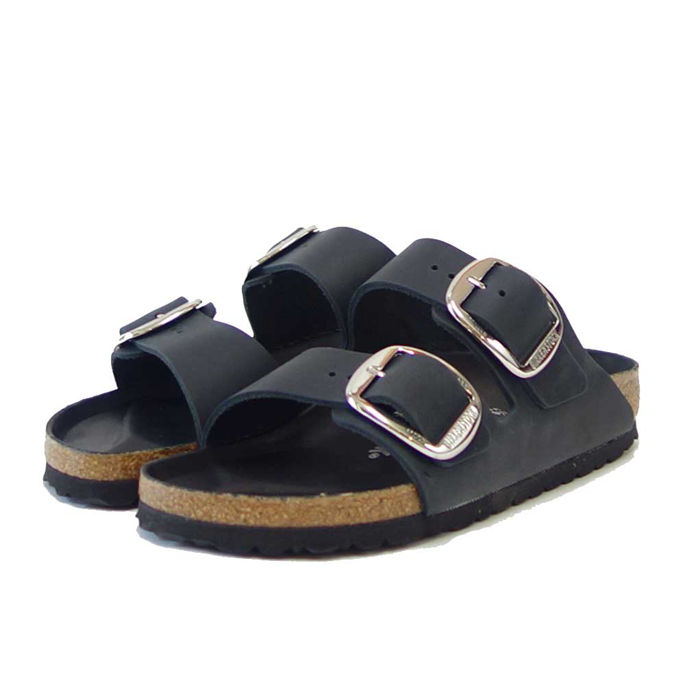 BIRKENSTOCK ビルケンシュトック Arizona Big Buckle（アリゾナ ビッグバックル）オイルドレザー ブラック 1011075（ナローフィット 幅狭） ドイツ製 コンフォートサンダル 天然皮革「靴」