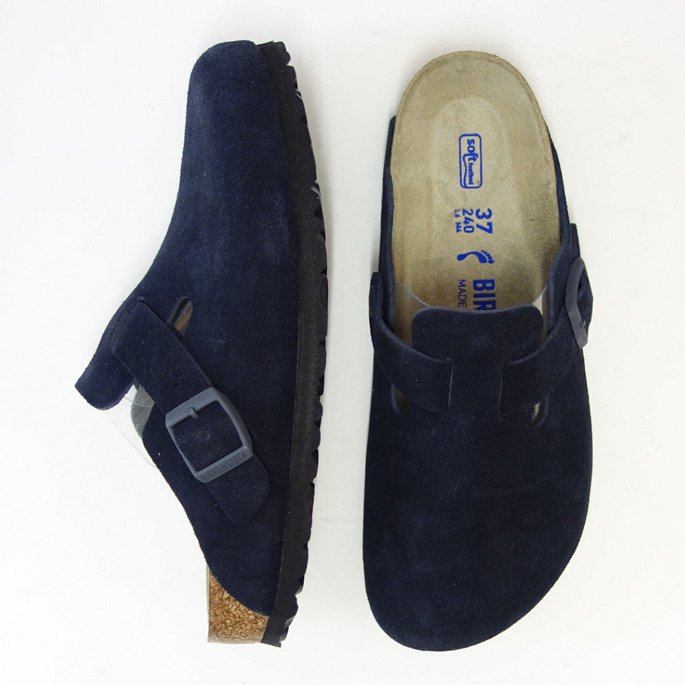 ビルケンシュトックBIRKENSTOCKBostonSFB（ボストン）1023865ソフトフットベッドレディース幅狭（ナローフィット）（スエードレザー／ネイビー）サボクロッグドイツ製快適サンダル「靴」