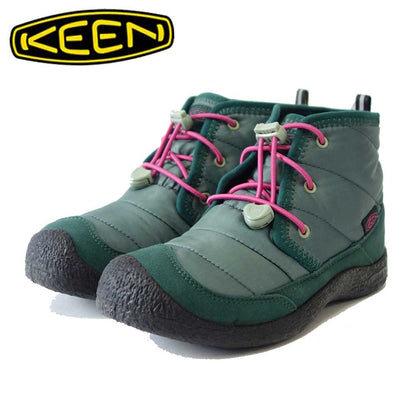 キーン KEEN  ハウザー ツー チャッカ ウォータープルーフ 1027749 Dark Forest / Fuchsia Purple（キッズ）1027755 ショートブーツ 防水ウインターブーツ 「靴」