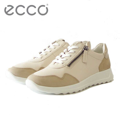 エコー ECCO FLEXURE RUNNER W ベージュ 292453 60714 （レディース） ウォーキング サイドジップ  レースアップシューズ 旅行  快適な履き心地のレザースニーカー 「靴」