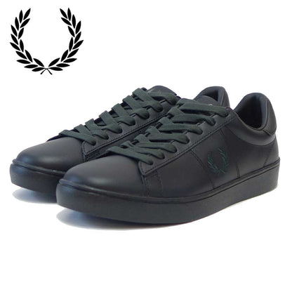 FRED PERRY フレッドペリー  B 4334 T78（ユニセックス）SPENCER LEATHER （スペンサー レザー） カラー：BLACK / NIGHT GRN 天然皮革のローカットスニーカー  「靴」