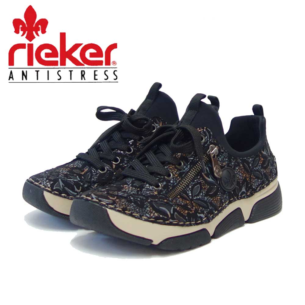 rieker リーカー 45973-90 ブラック／メタリック （レディース）人工皮革 クッション性の良いお洒落スリッポン フラット スニーカー 「靴」
