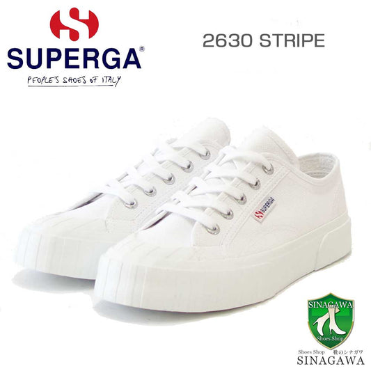 スペルガSUPERGA2630STRIPE（ユニセックス）ホワイト(4s00grt0901)ナチュラルキャンバススニーカーミリタリー「靴」