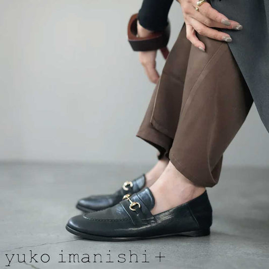 ユーコイマニシyukoimanishi+791043SACHIブラック甲深ビットローファーフラットスリッポンシューズ展開サイズ23.5cm24cm24.5cm25cm「靴」